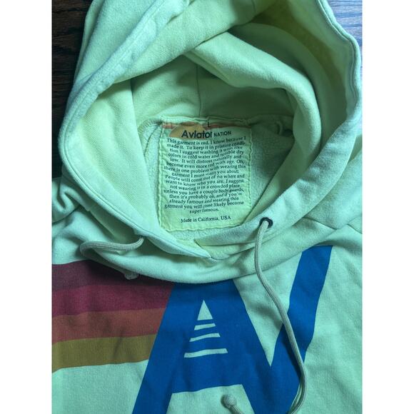 Aviator Nation Neon Relaxed Fit Logo Pullover Hoodie  Sweatshirt Sz. L - Picture 4 of 6